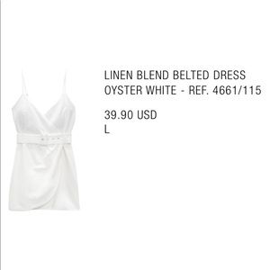 Zara Linen Blend Belted Dress - NEW WITH TAG!
